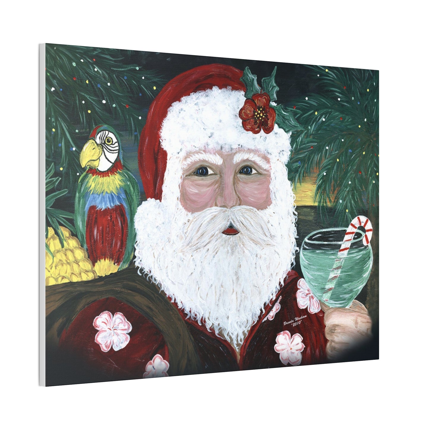 2010 Tropical Santa with Drink, Canvas Print