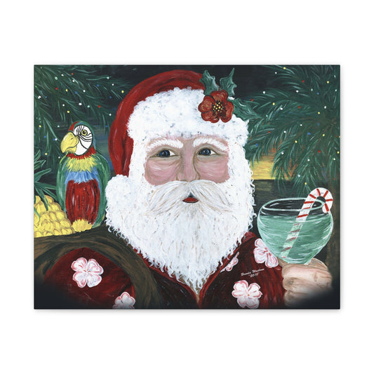 2010 Tropical Santa with Drink, Canvas Print