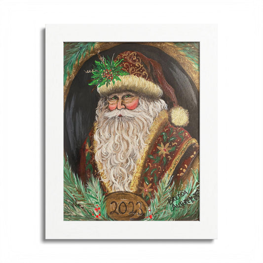 2023 VINTAGE BROWN SANTA (Framed Print)