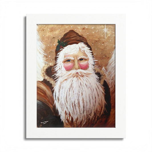 2011 VINTAGE SANTA WITH WHITE PINES (Framed Print)