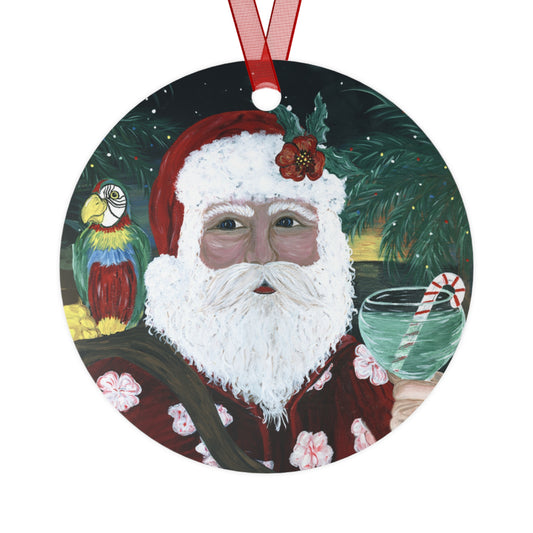 2010 Tropical Santa Metal Ornament