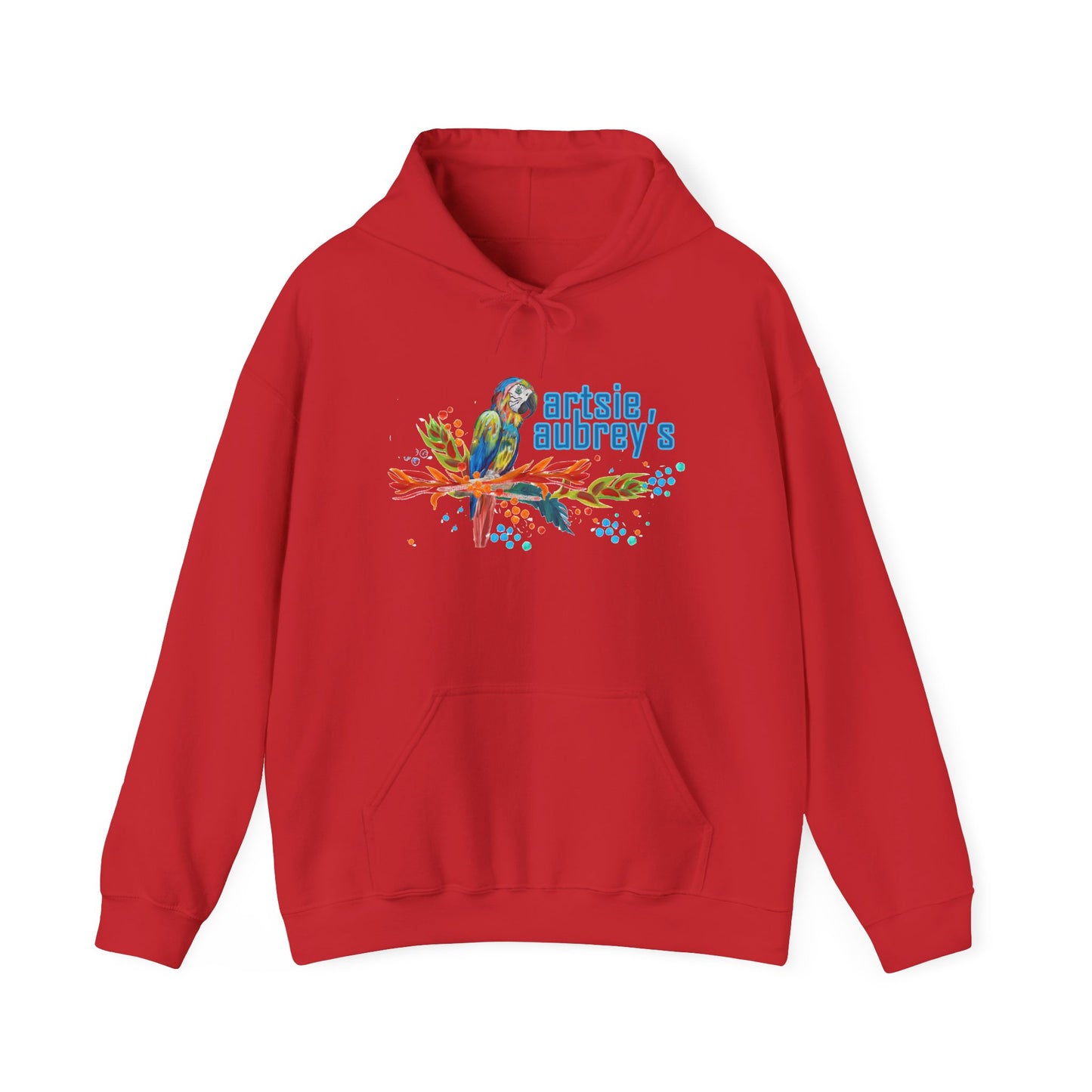 Artsie Aubrey's Colorful Parrot Hoodie – Tropical Bird Art Pullover