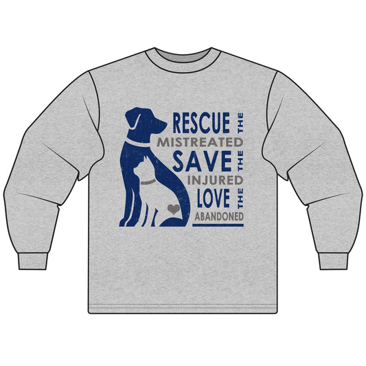 Rescue, Save, Love Dogs Unisex Long Sleeve T-Shirt