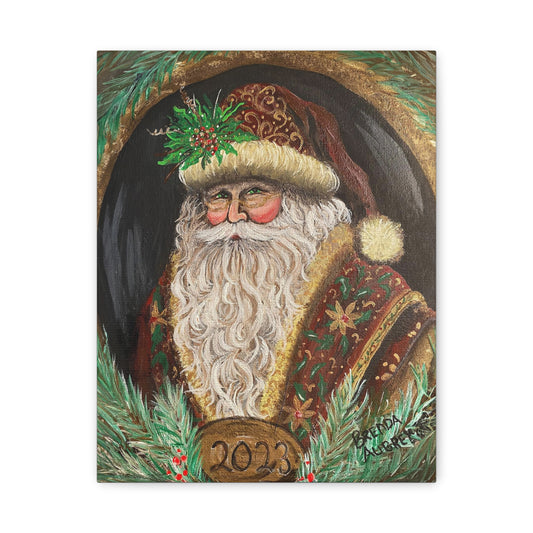 2023 VINTAGE BROWN SANTA (Canvas Print)