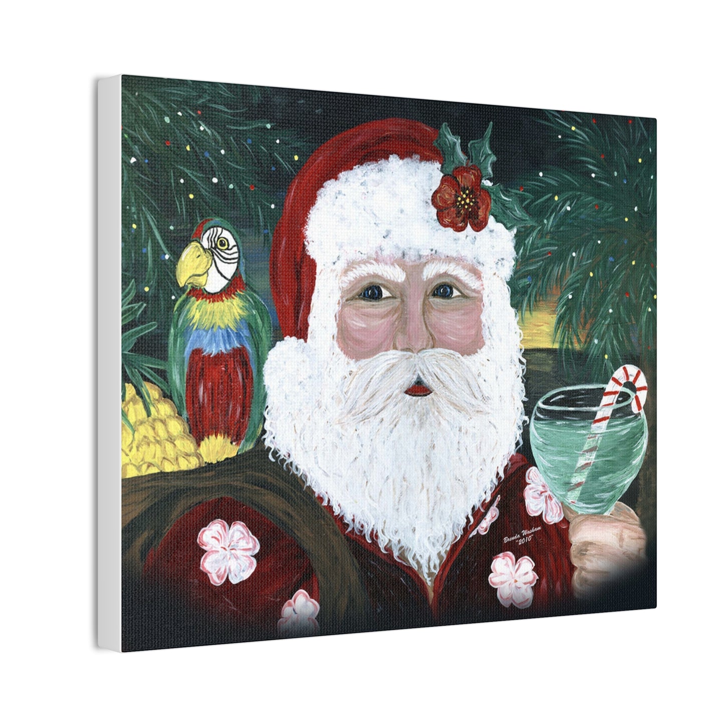 2010 Tropical Santa with Drink, Canvas Print