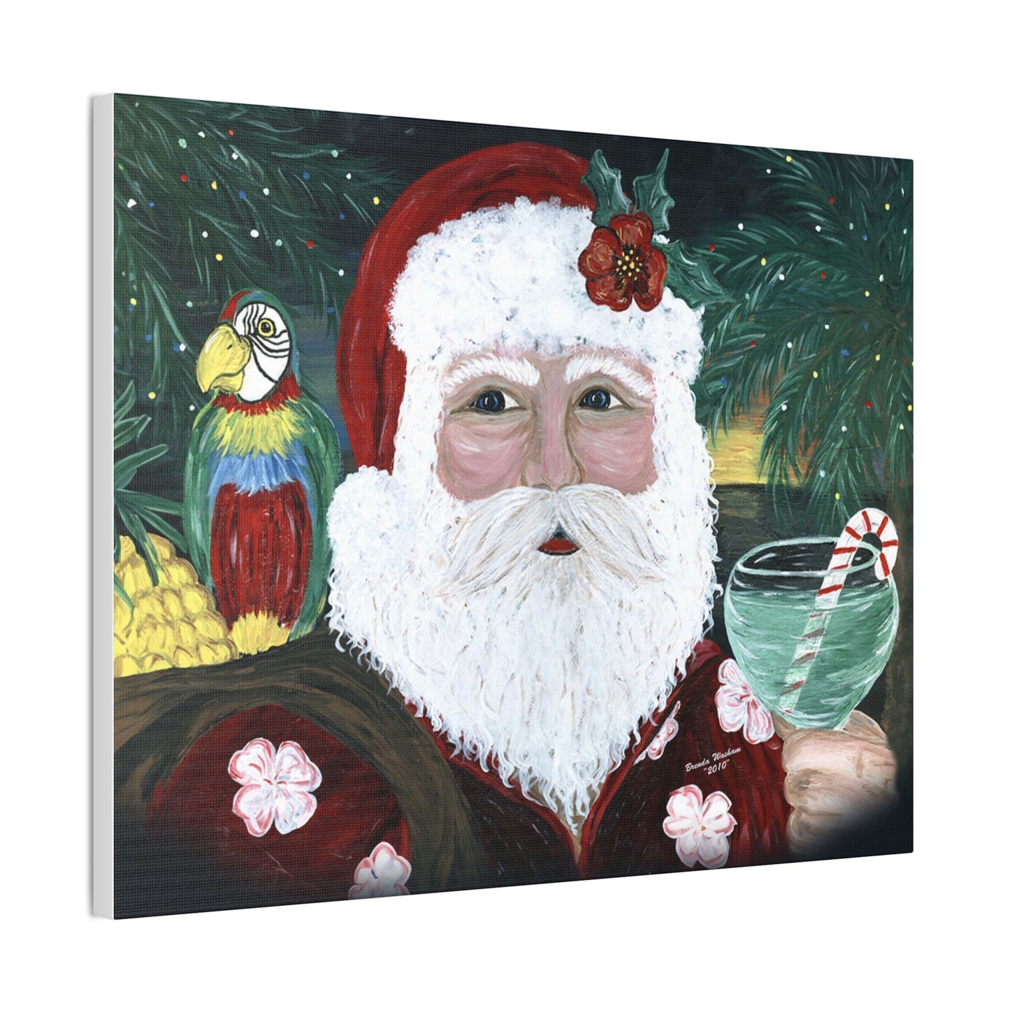 2010 Tropical Santa with Drink, Canvas Print