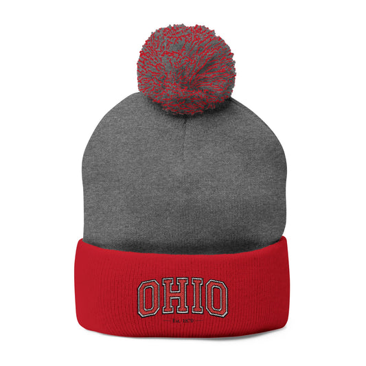 Ohio Embroidery Cozy Pom-Pom Knit Cap