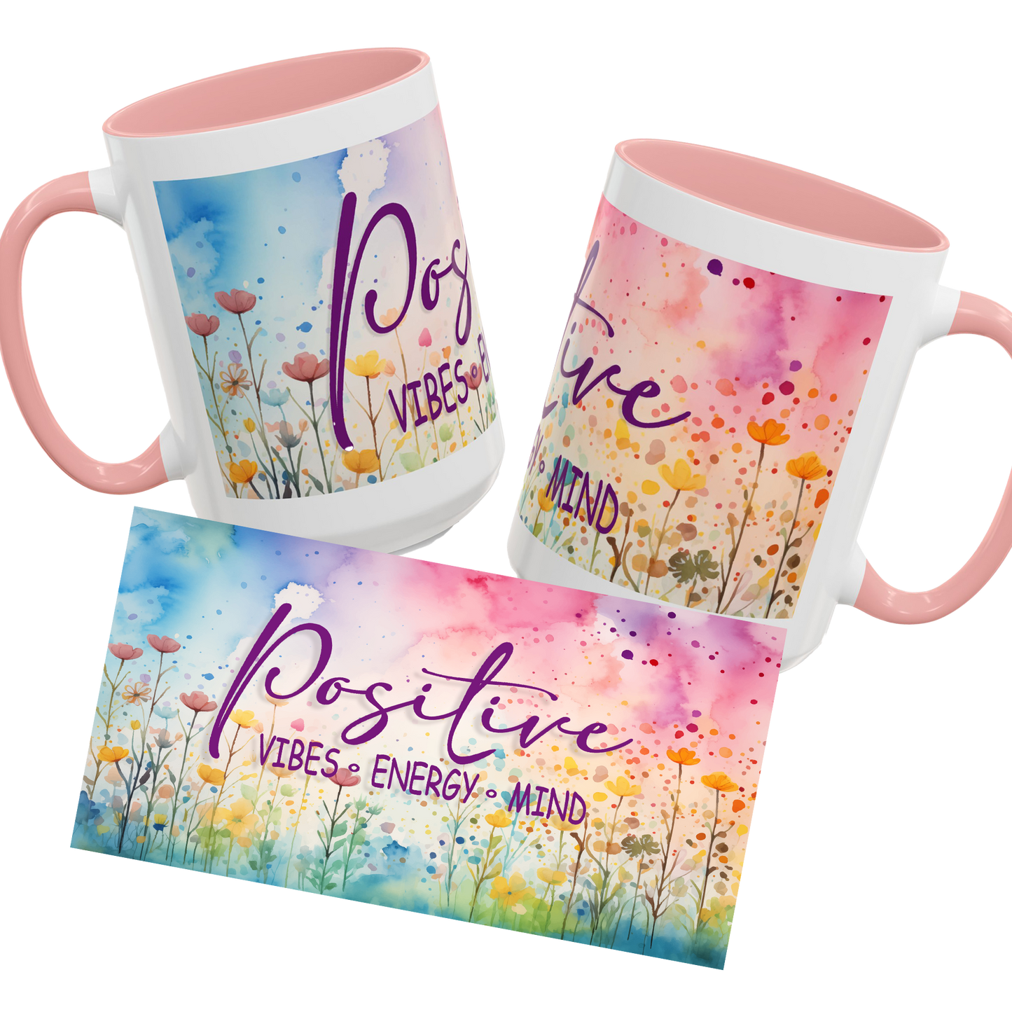 Positive Vibes Coffee Mug, Floral Gift for Friends