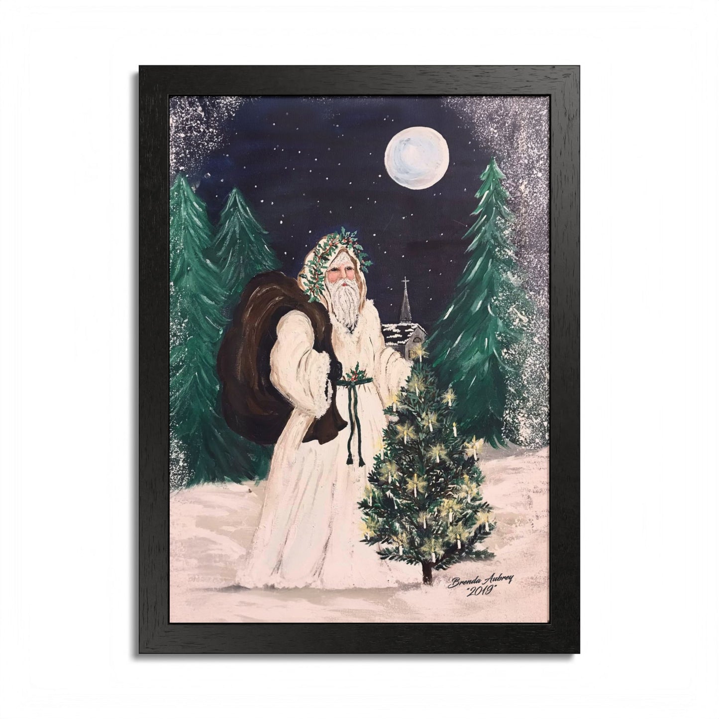 2019 MOONLIGHT SANTA (Framed Print)