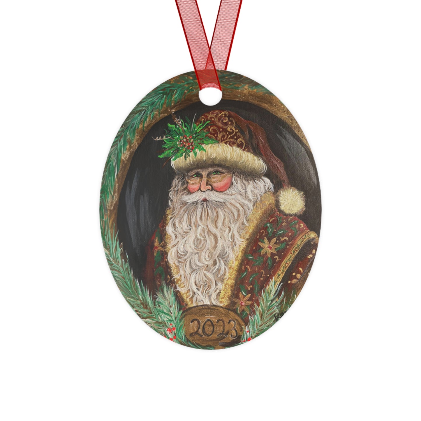 2023 VINTAGE BROWN SANTA (Christmas Ornament)