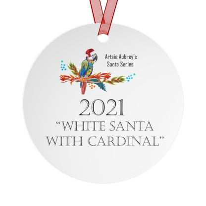WHITE SANTA WITH CARDINAL (Christmas Ornament)