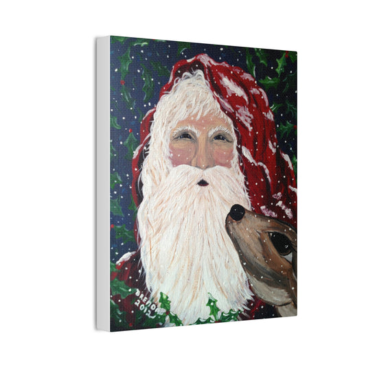 2012 Santa with Deer Canvas Wall Art