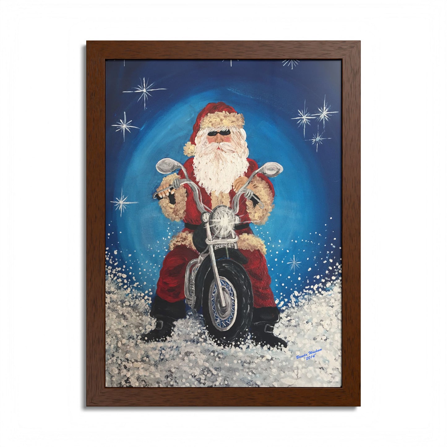 2014 BIKER SANTA (Framed Print)