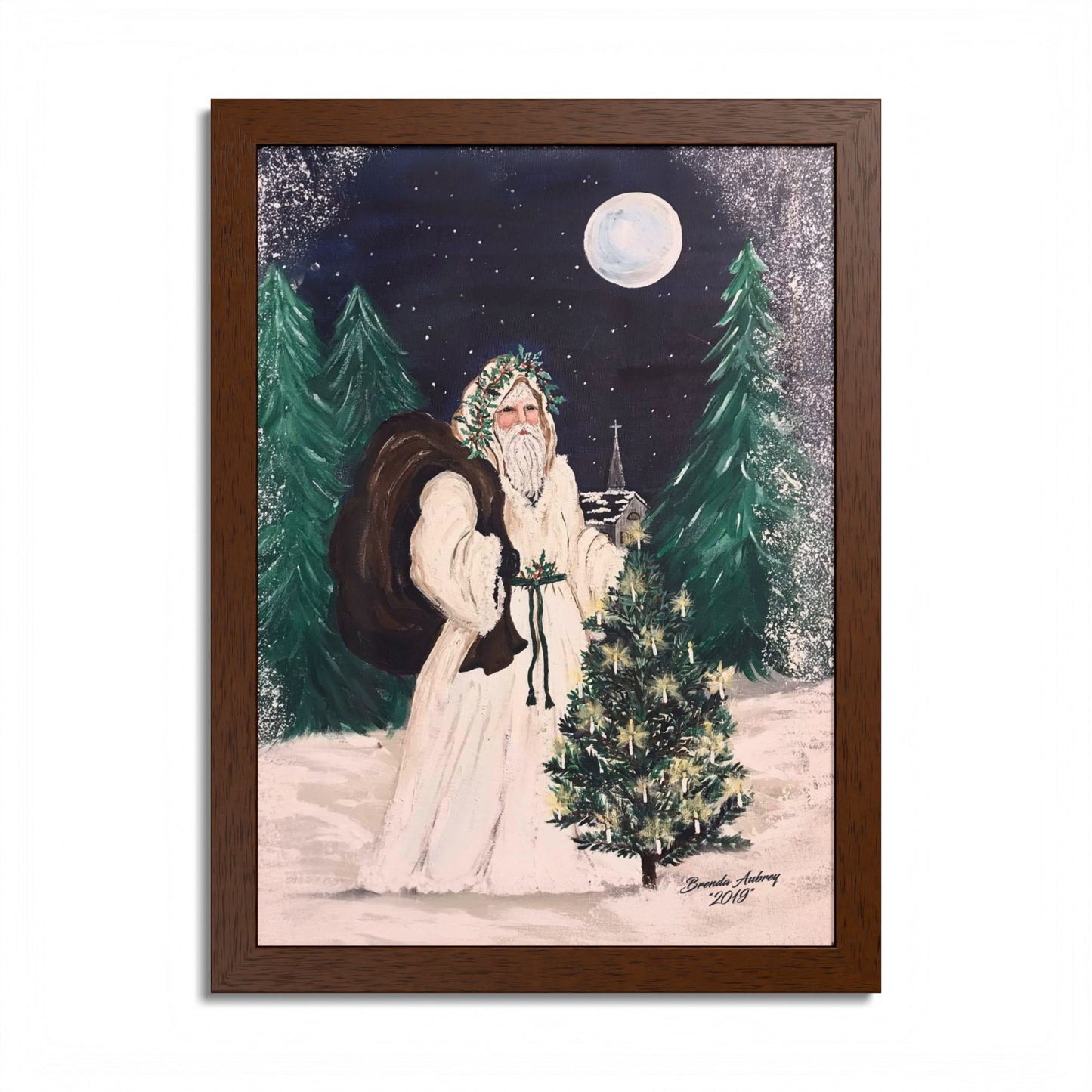 2019 MOONLIGHT SANTA (Framed Print)