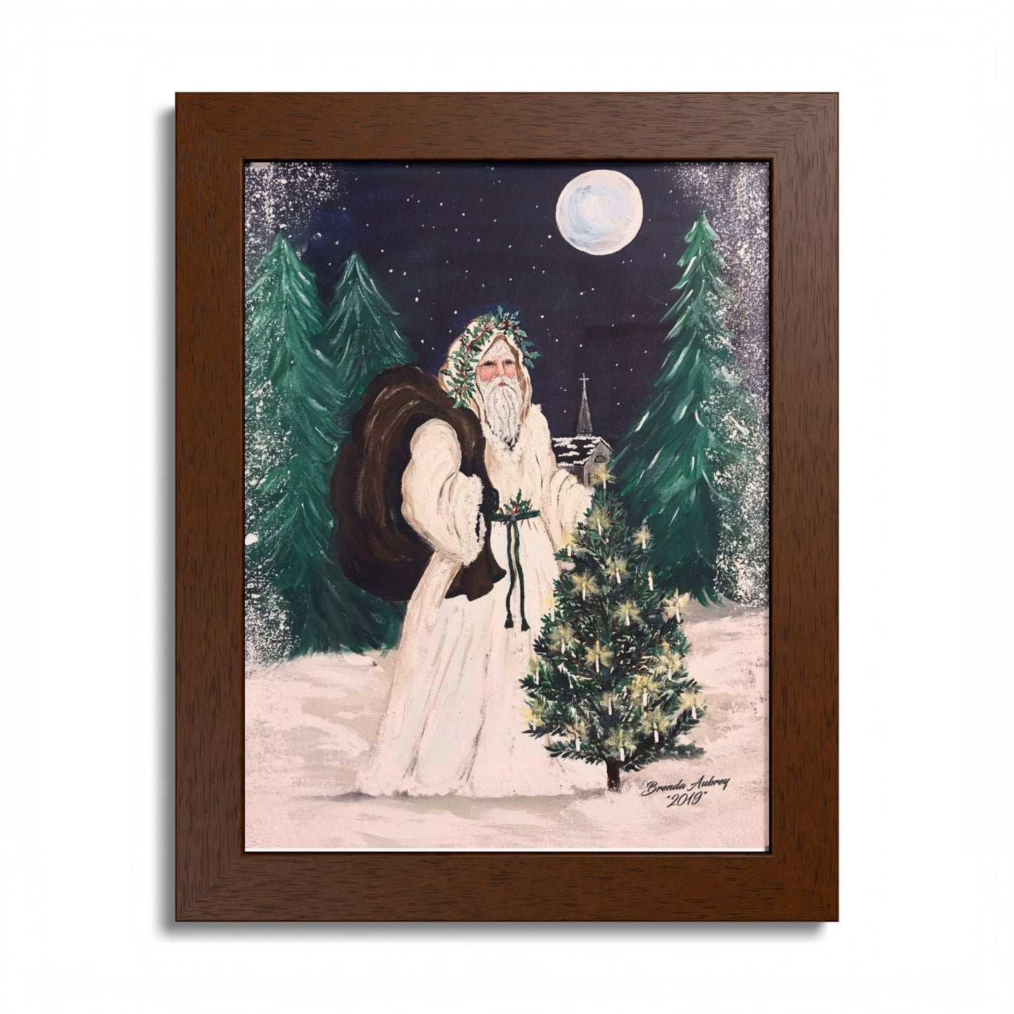 2019 MOONLIGHT SANTA (Framed Print)