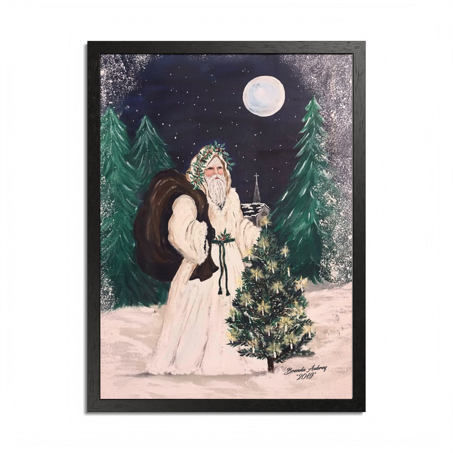 2019 MOONLIGHT SANTA (Framed Print)