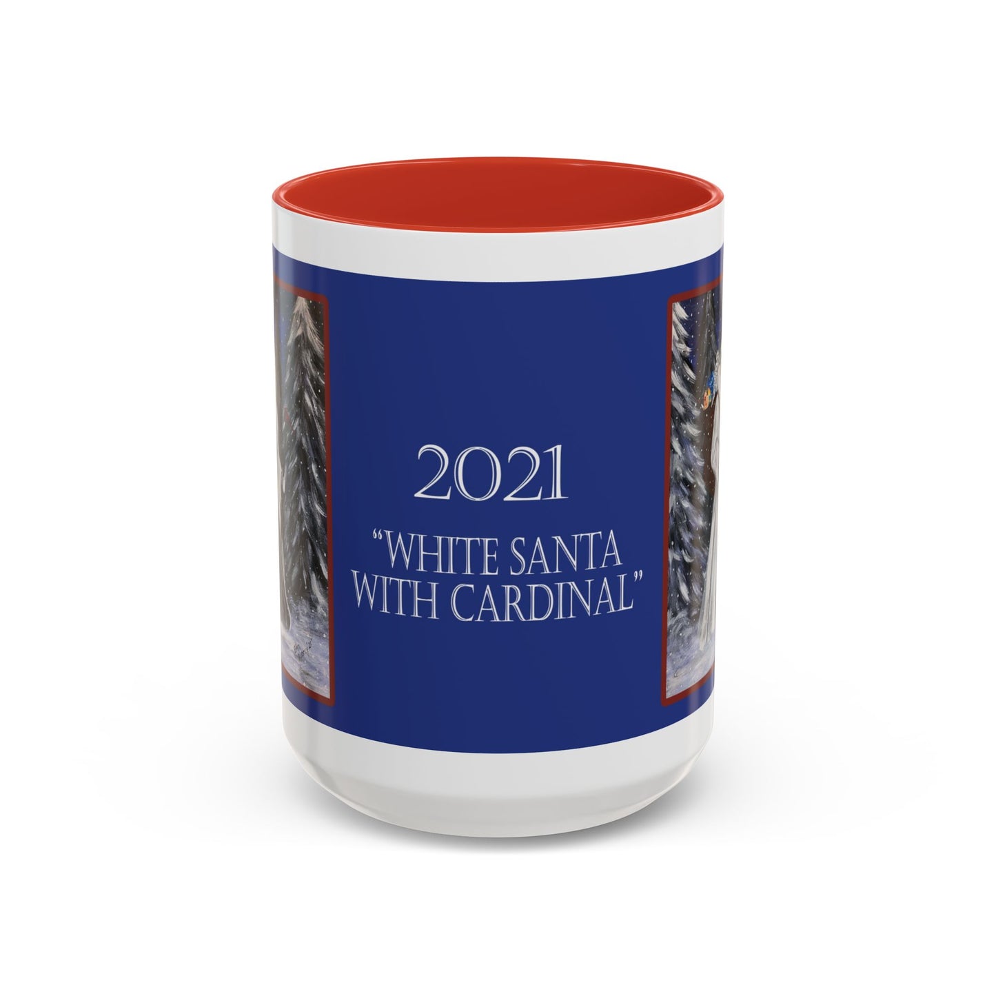 2021 WHITE SANTA WITH CARDINAL (Ceramic Mug)