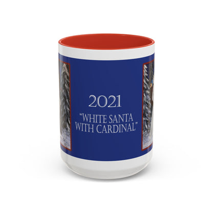 2021 WHITE SANTA WITH CARDINAL (Ceramic Mug)