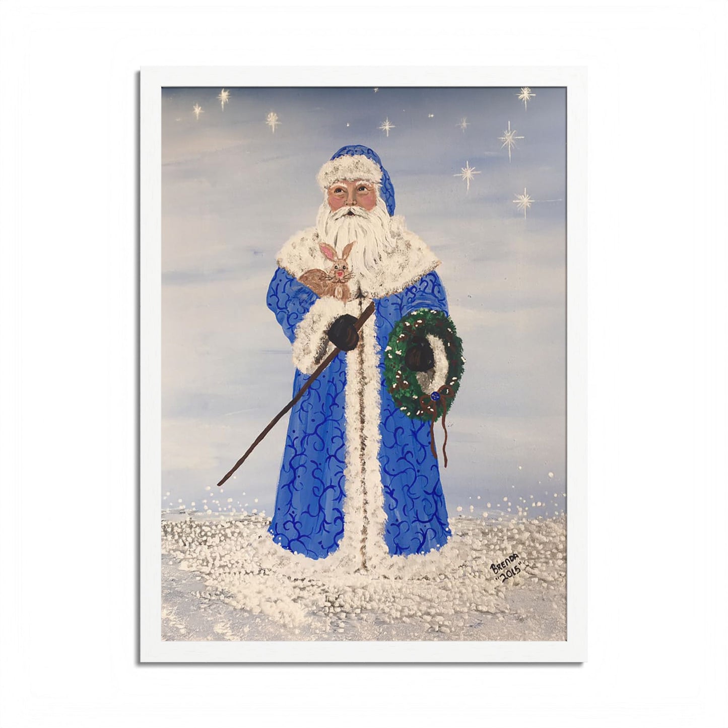 2015 BLUE SANTA (Framed Print)