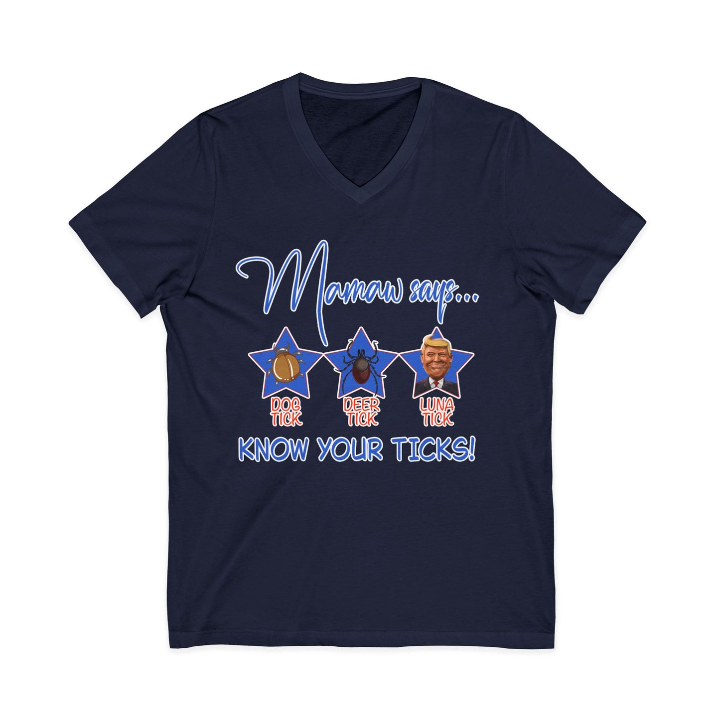 Know Your Ticks V-Neck Tee — Funny Tick Identification Shirt
