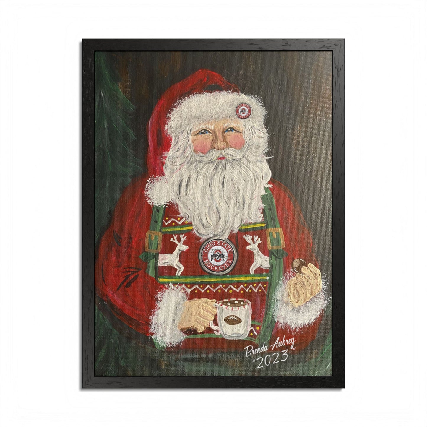 2023 BUCKEYES & SUSPENDERS SANTA (Framed Print)