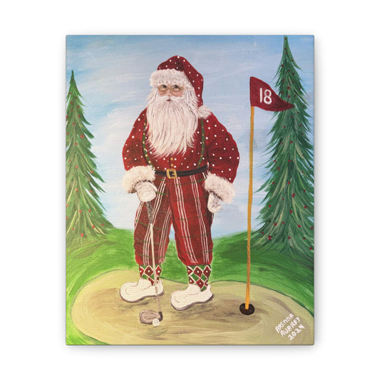 2024 Golfing Santa Canvas Art