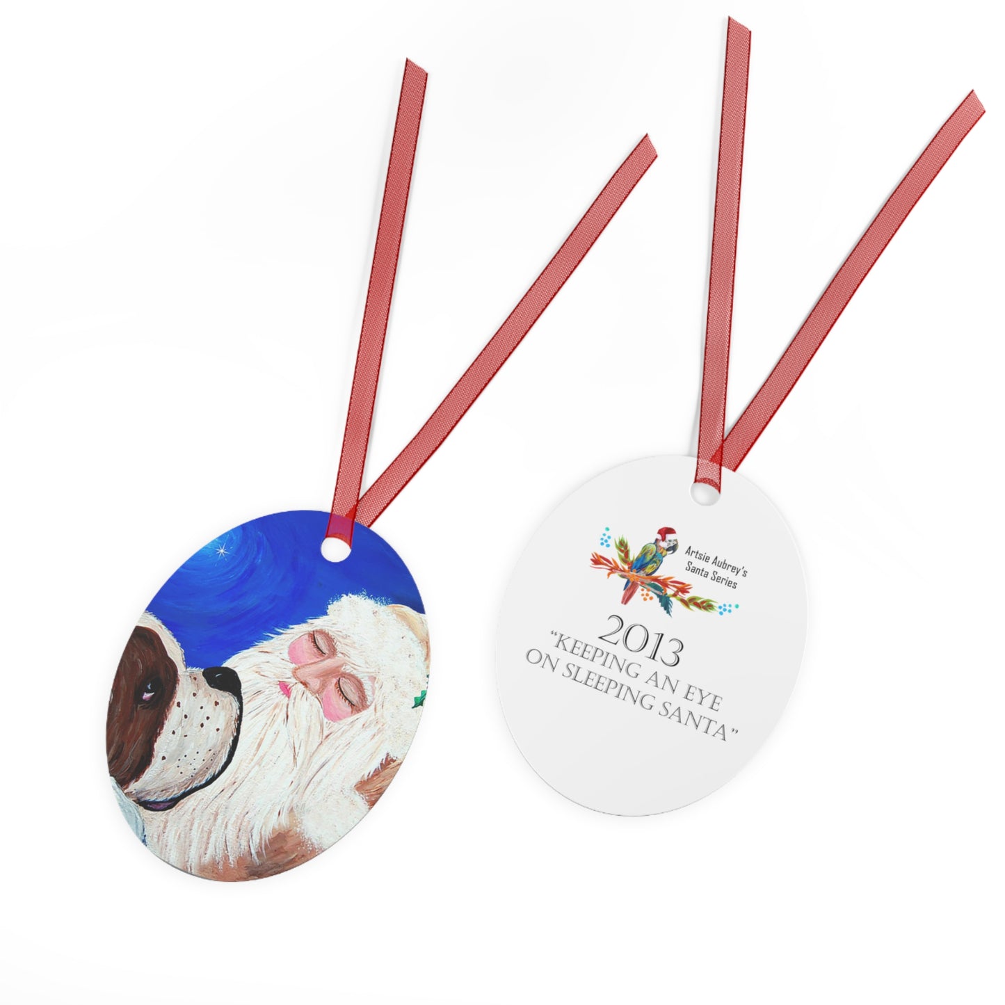 2013 KEEPING AN EYE ON SLEEPING SANTA (Christmas Ornament)