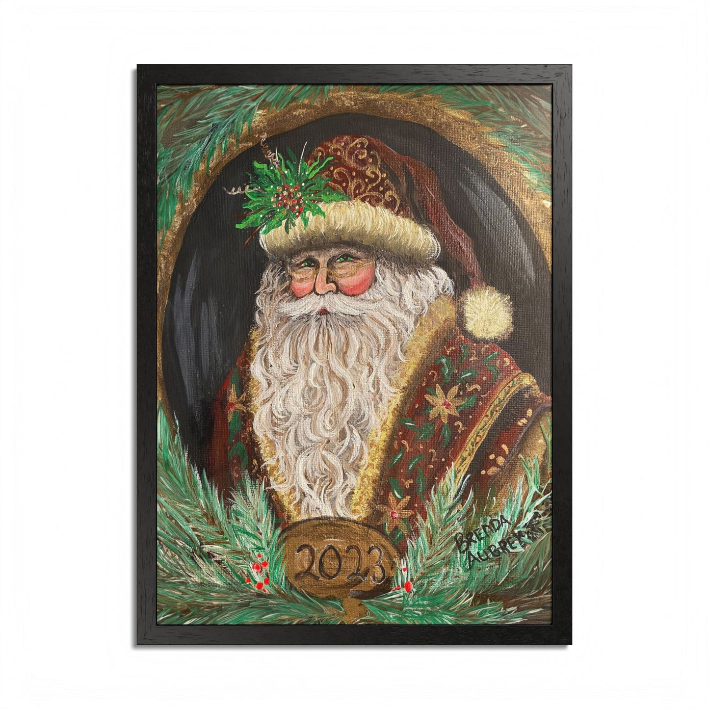 2023 VINTAGE BROWN SANTA (Framed Print)