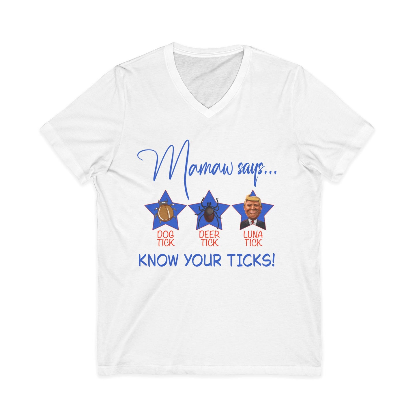 Know Your Ticks V-Neck Tee — Funny Tick Identification Shirt