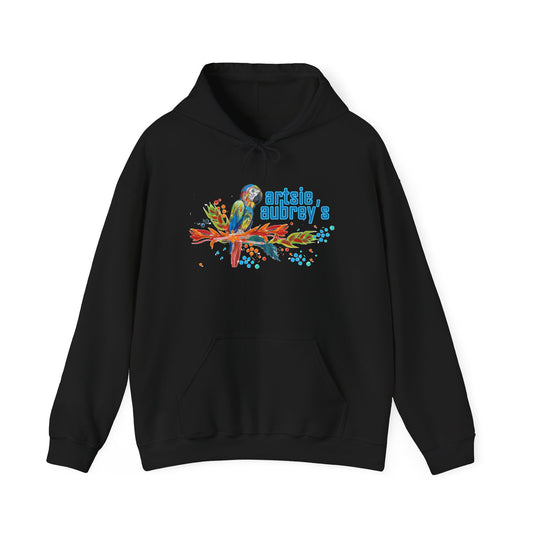 Artsie Aubrey's Colorful Parrot Hoodie – Tropical Bird Art Pullover