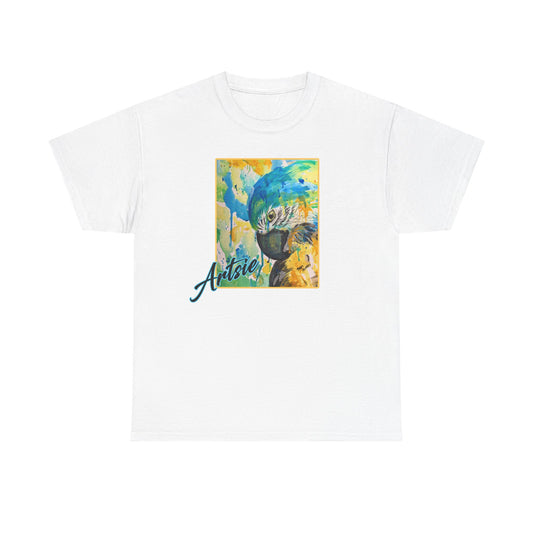 Artsie Splash of Color Parrot  Unisex Heavy Cotton Tee