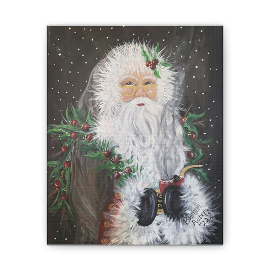 2022 Santa Claus with Pipe Canvas Art - Christmas Wall Art
