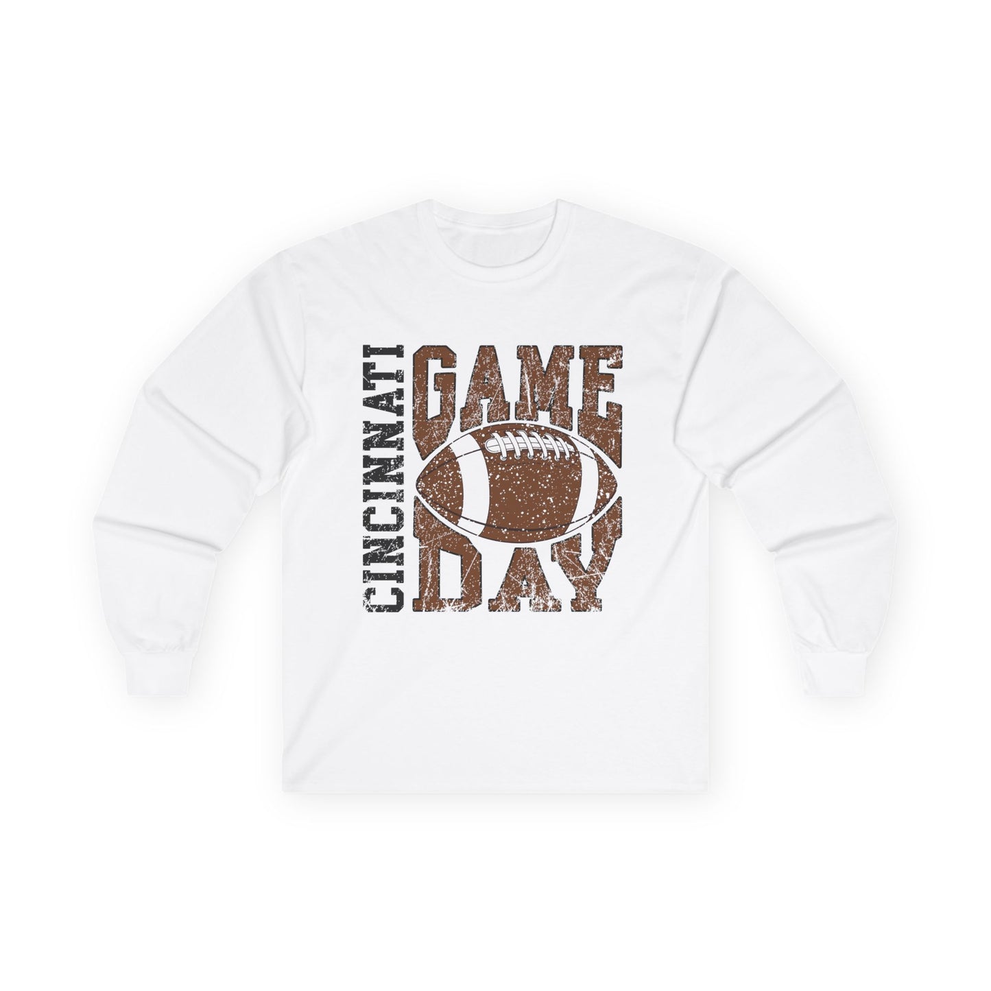 Football Game Day Cincinnati Long Sleeve Tee, Unisex Cotton Shirt