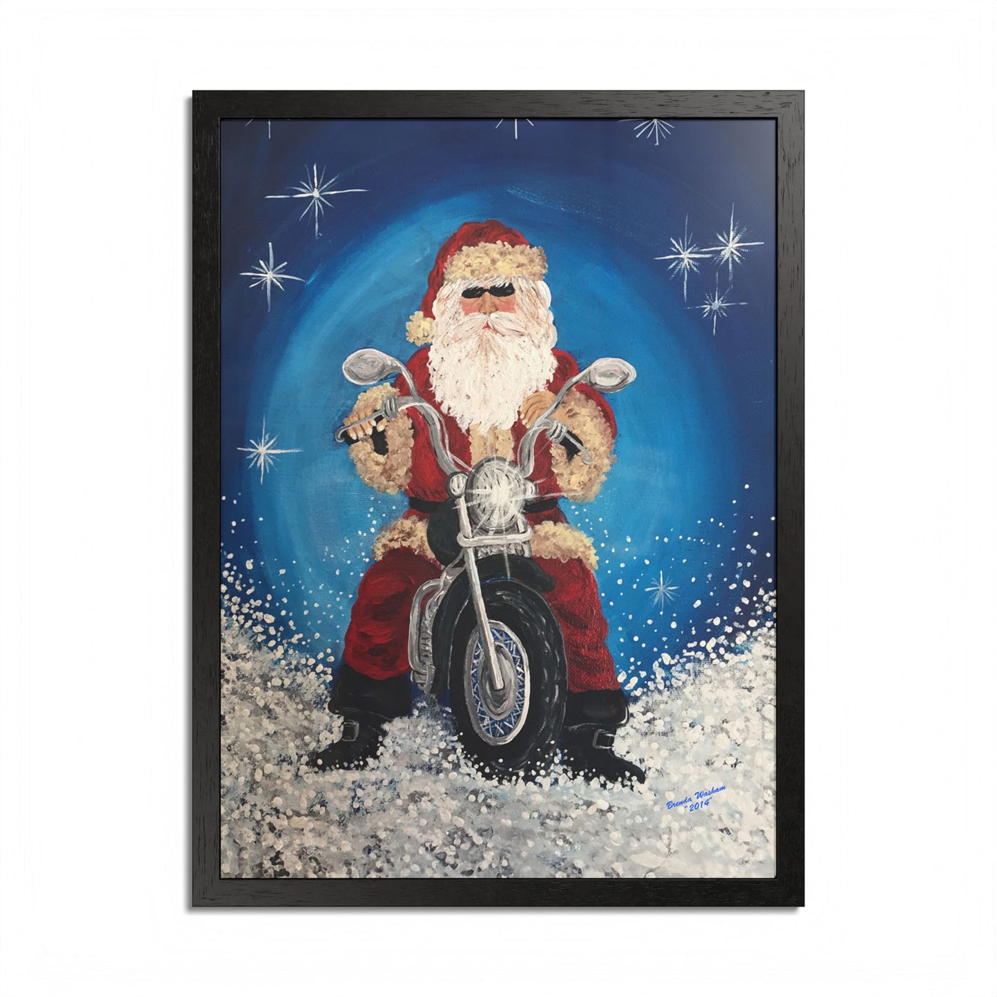 2014 BIKER SANTA (Framed Print)