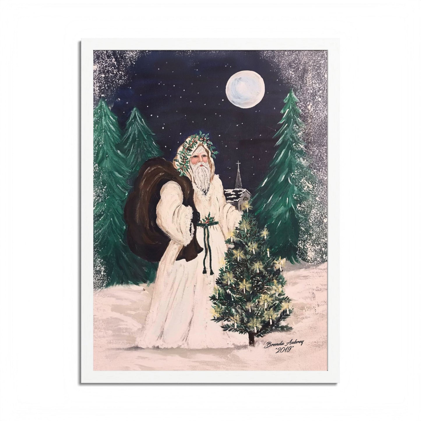 2019 MOONLIGHT SANTA (Framed Print)