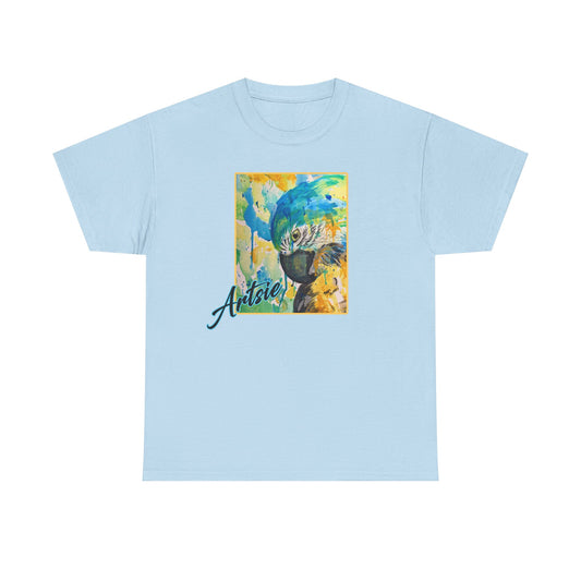 Artsie Splash of Color Parrot  Unisex Heavy Cotton Tee