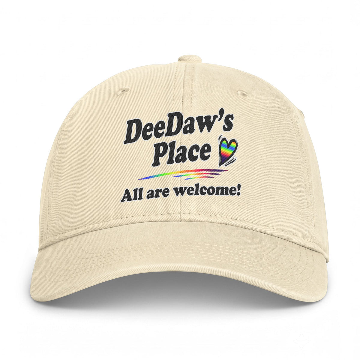"DeeDaw's Place: All are welcome!" Rainbow Heart Hat
