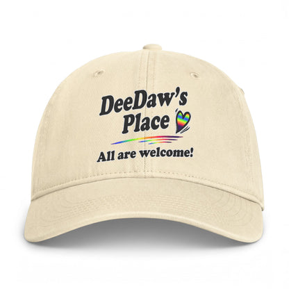 "DeeDaw's Place: All are welcome!" Rainbow Heart Hat