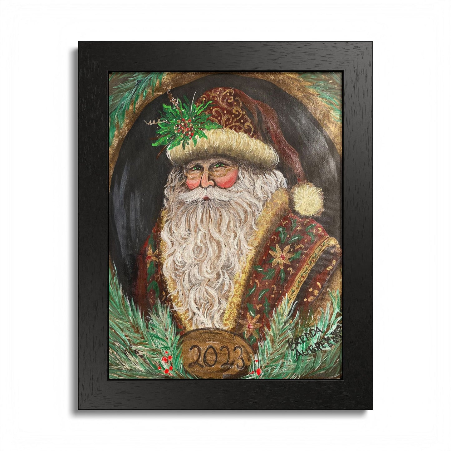 2023 VINTAGE BROWN SANTA (Framed Print)