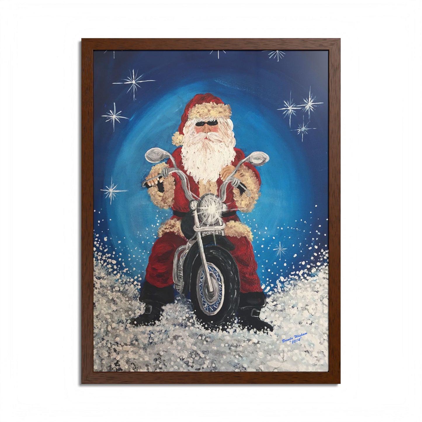 2014 BIKER SANTA (Framed Print)