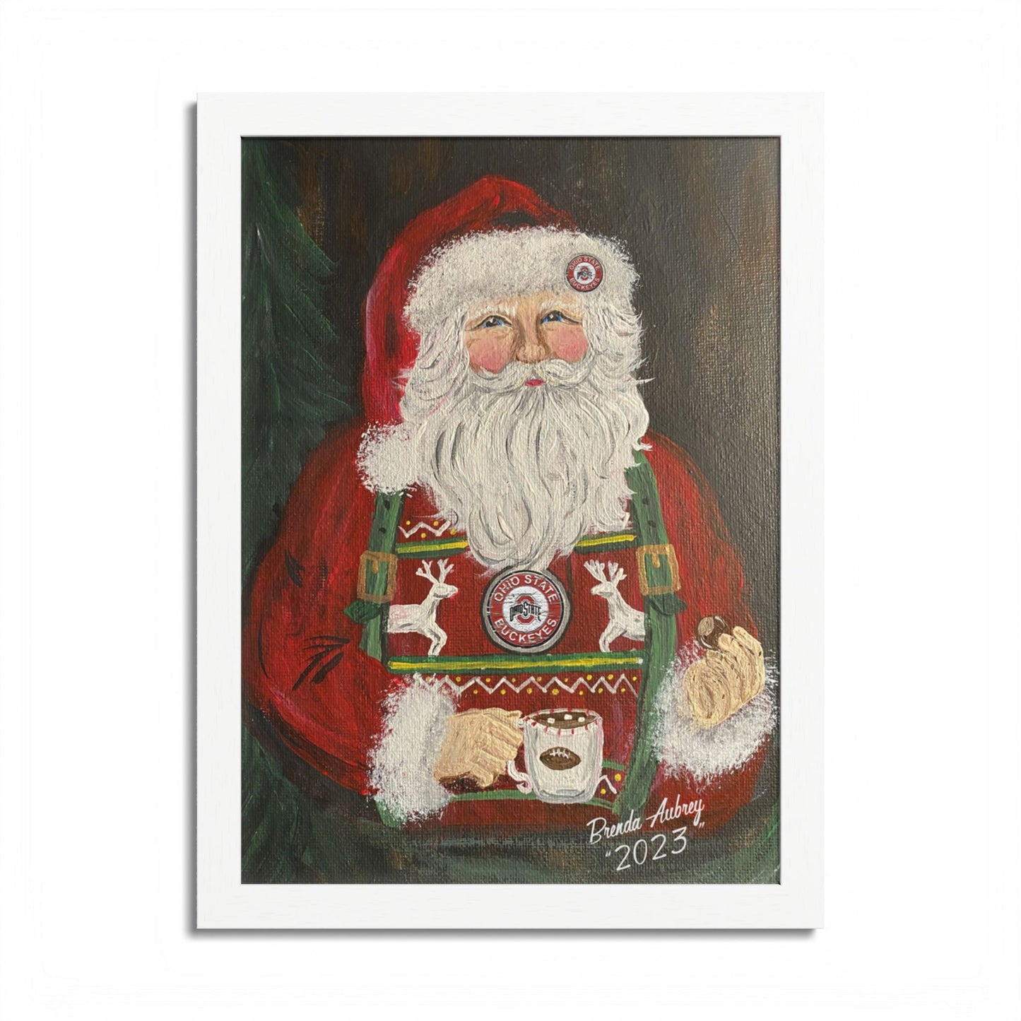 2023 BUCKEYES & SUSPENDERS SANTA (Framed Print)