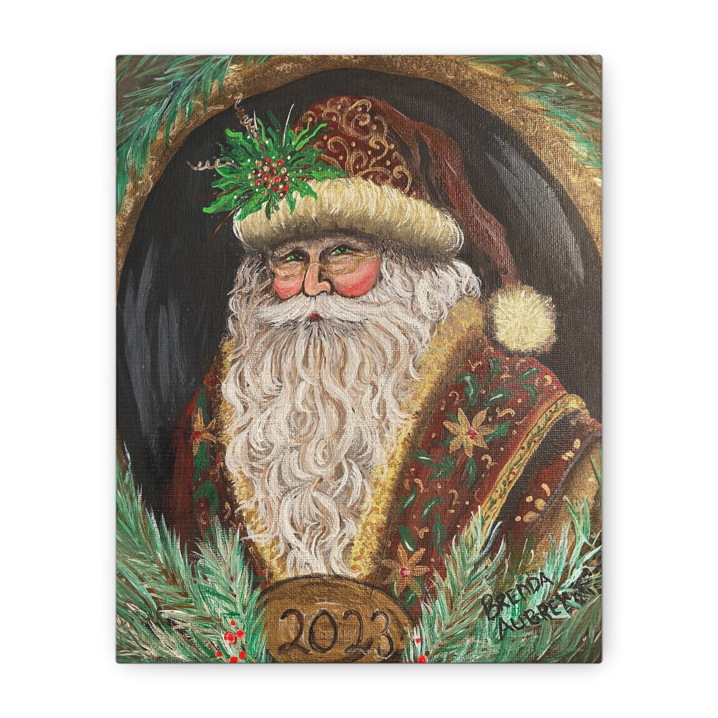 2023 VINTAGE BROWN SANTA (Canvas Print)