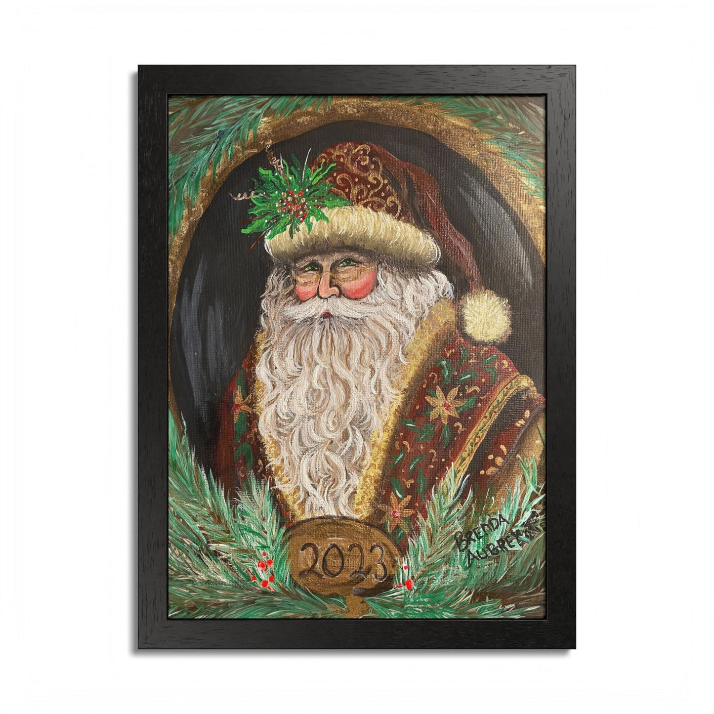 2023 VINTAGE BROWN SANTA (Framed Print)