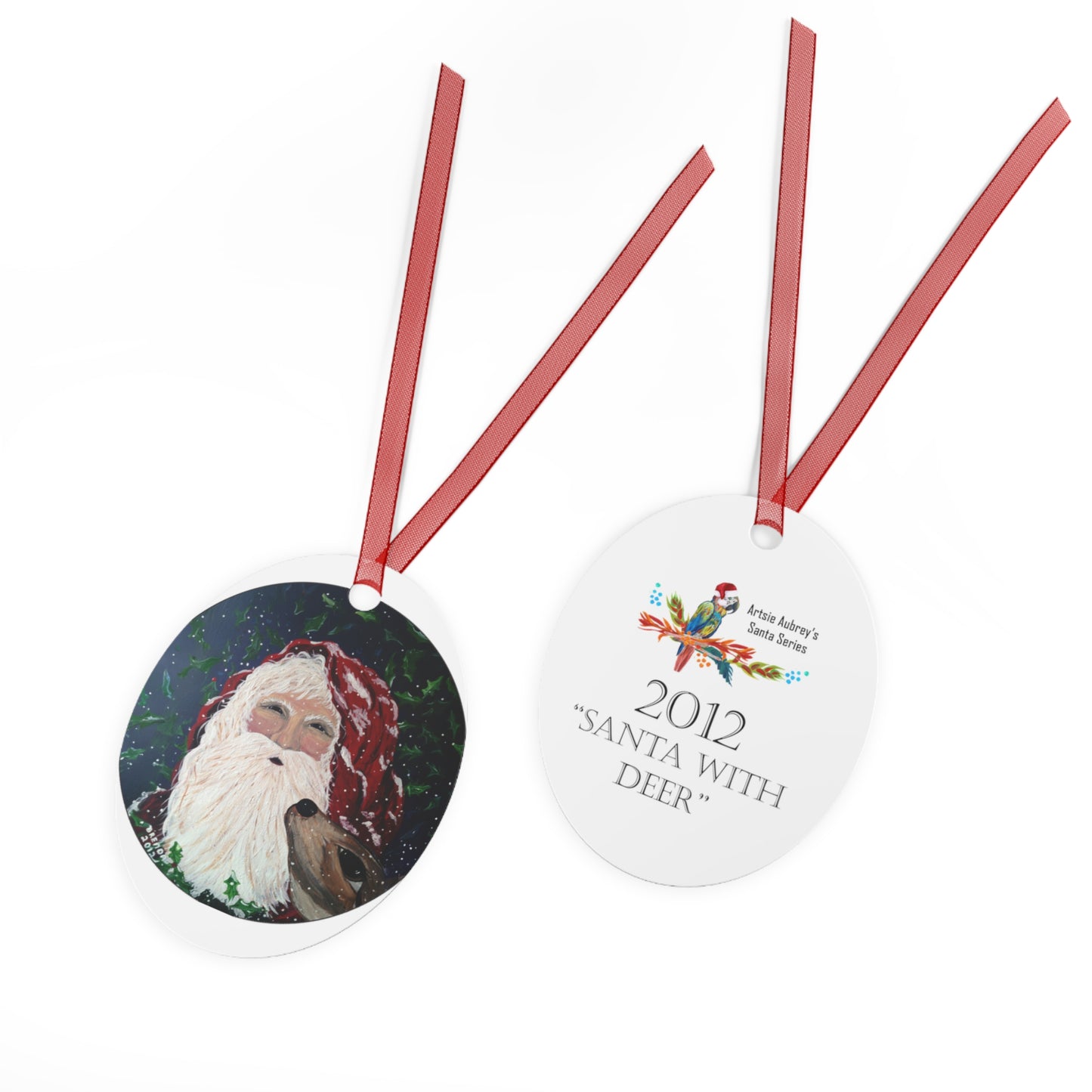 2012 SANTA WITH DEER (Christmas Ornament)