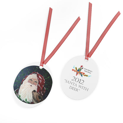 2012 SANTA WITH DEER (Christmas Ornament)