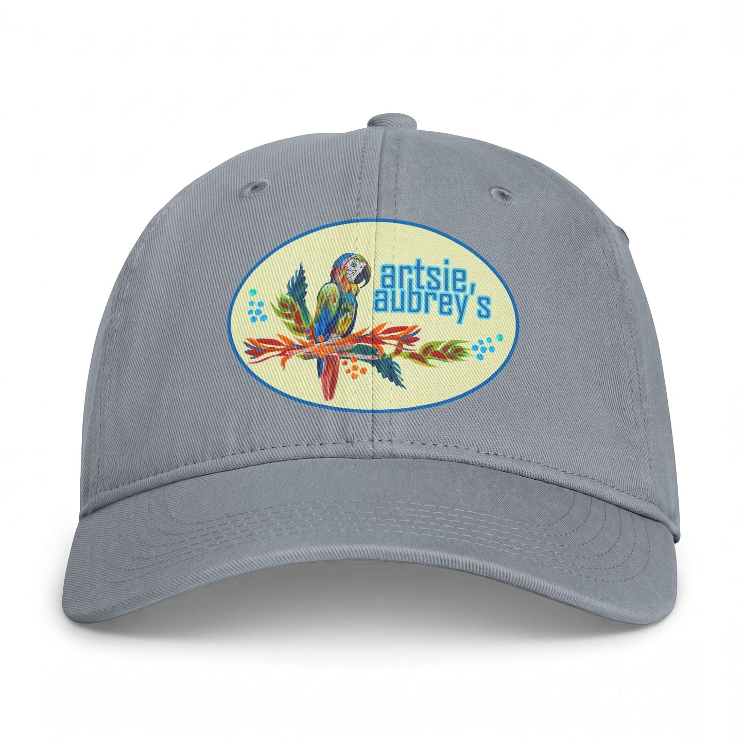 Tropical Parrot Embroidered Cap — 'Artsie Aubrey's' Coastal Washed Hat