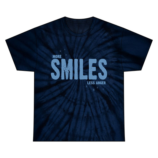 Unisex Tie Dye Cotton Tee - 'More Smiles Less Anger'