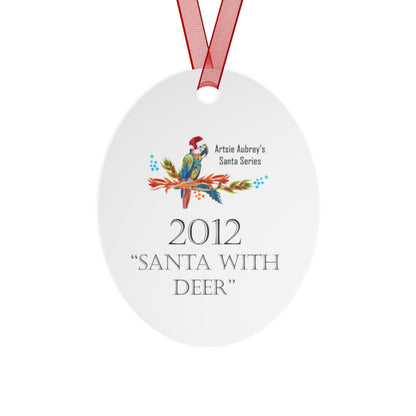 2012 SANTA WITH DEER (Christmas Ornament)