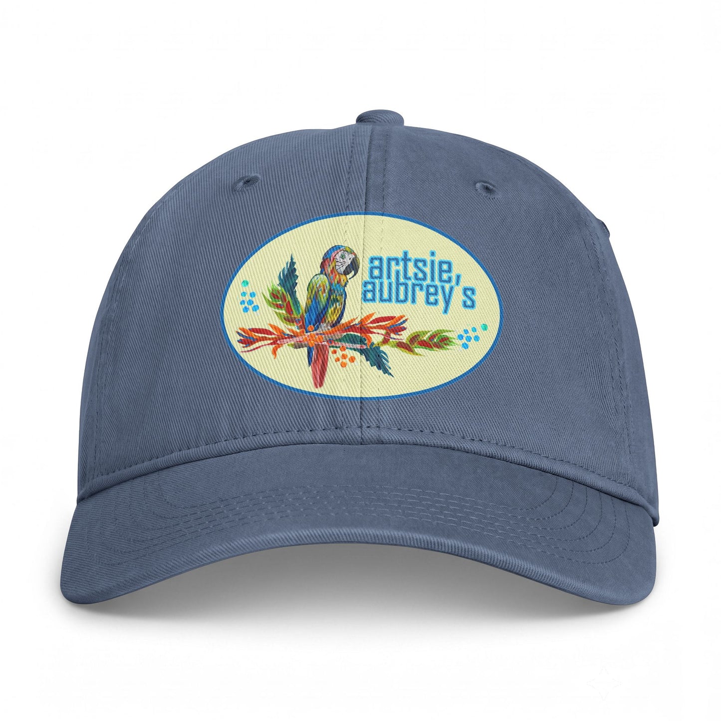 Tropical Parrot Embroidered Cap — 'Artsie Aubrey's' Coastal Washed Hat