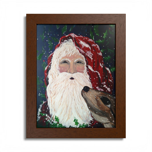 2012 SANTA WITH DEER (Framed Print)
